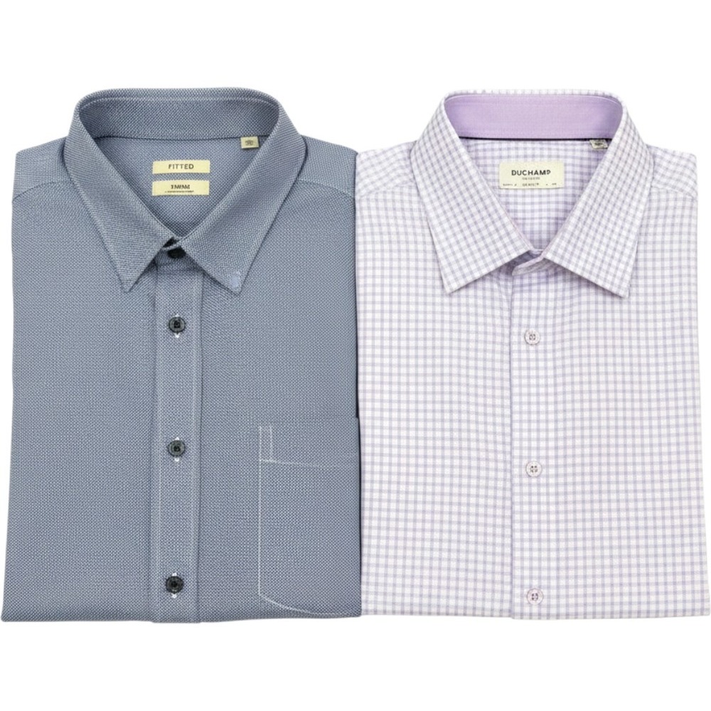 Haggar Duchamp Lavender Check Plaid Men Button Down Shirt XXL Business‎ Casual